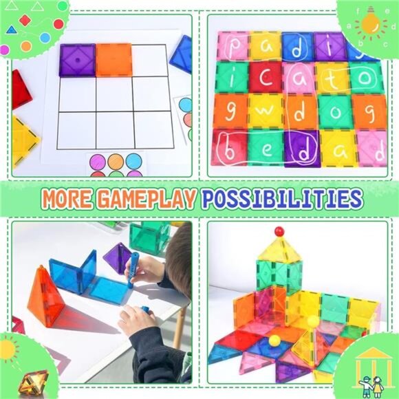 Magnetic Tiles Beginner Set Toys for Girls Boys Toddler Toys - Picture 2 of 7